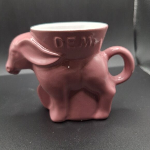 Frankoma Pottery 1992 Demi Donkey Mug Pink Ceramic Collectible Animal-Shaped - Picture 1 of 6